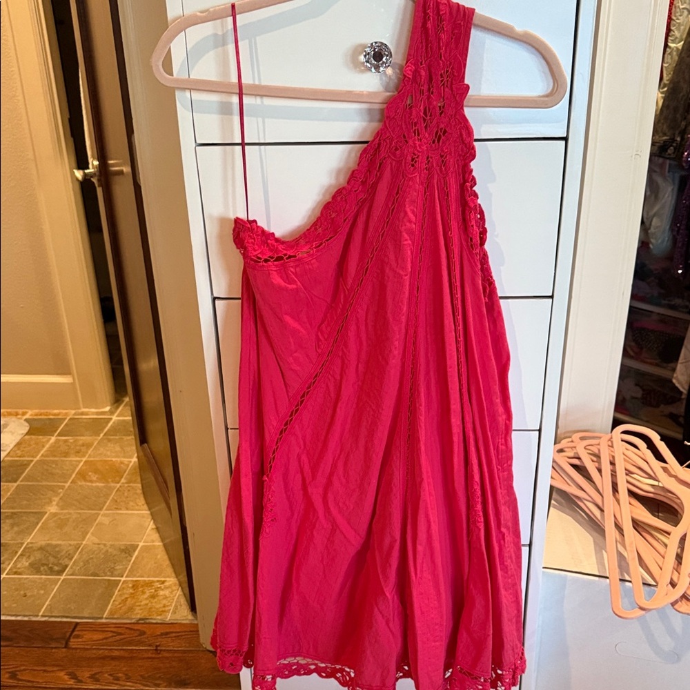 Free People Vibrant Pink Lace Dress